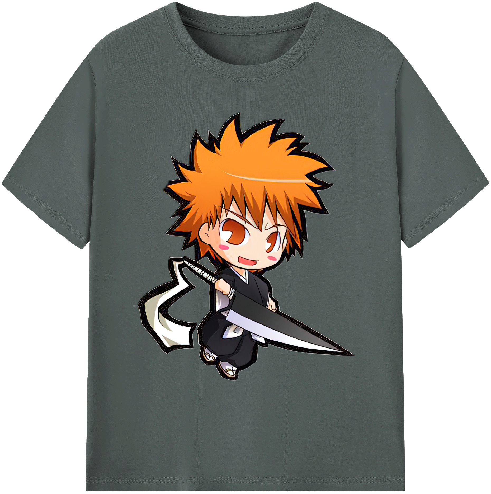 （画像用） ブリーチ 黒崎一護（くろさき いちご）BLEACH Kurosaki Ichigo 綿100％ メンズ半袖Tシャツ｜肌触りやわらか＆通気性